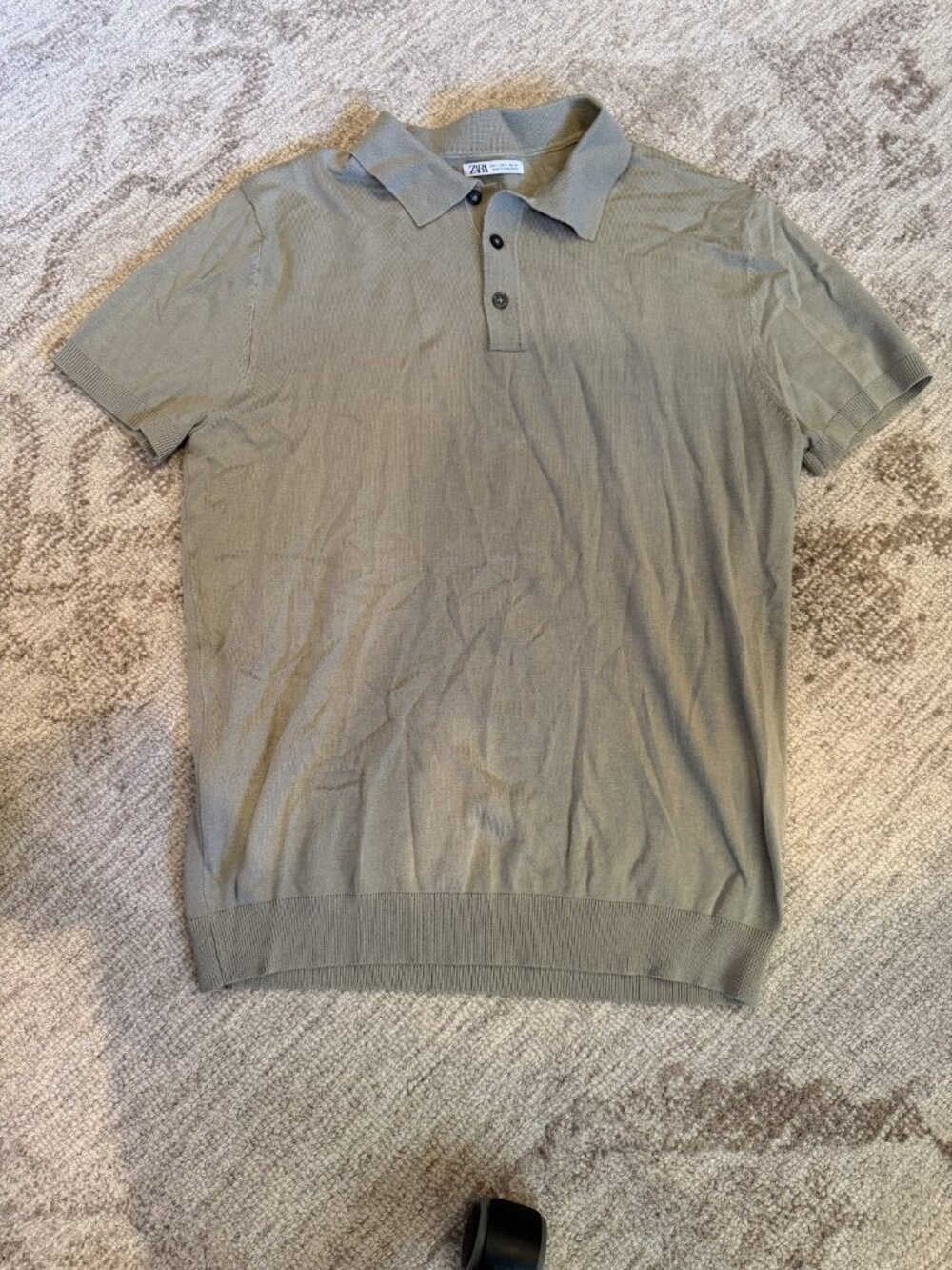 Gray Zara Knit Polo L NWT